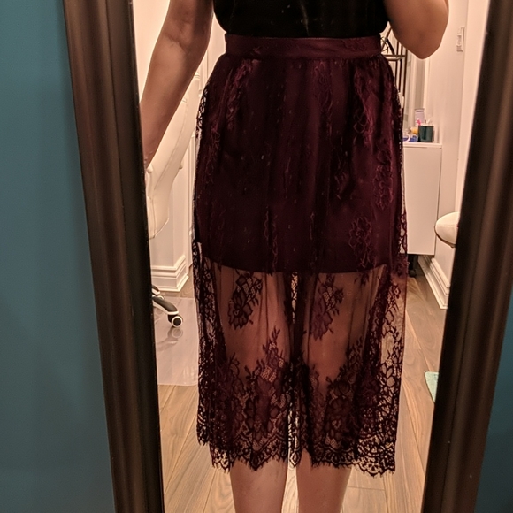 Eggplant Lace Skirt - Picture 3 of 7
